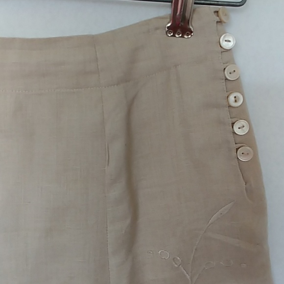 Banana Republic Tan Linen Embroidered Skirt - Picture 2 of 6